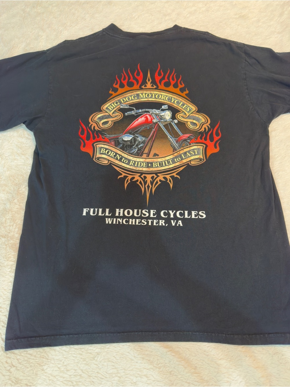 Anvil Black Short-Sleeve Tee with Red Motorcycle Graphic